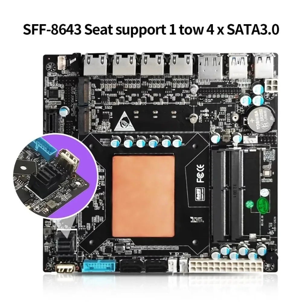 Placa-mãe ITX NAS com Intel Co - Nas Motherboard 8 Sata Mini Itx avaliação e preço